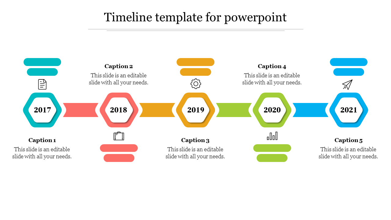 Multi-Color Timeline Template For PowerPoint 2007 Slide